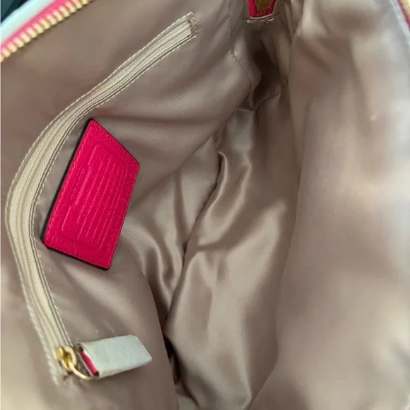 Coach A1482-30116 Madison Madeline Ostrich-Embossed White Leather Pink Trim BNOT - Picture 7 of 16